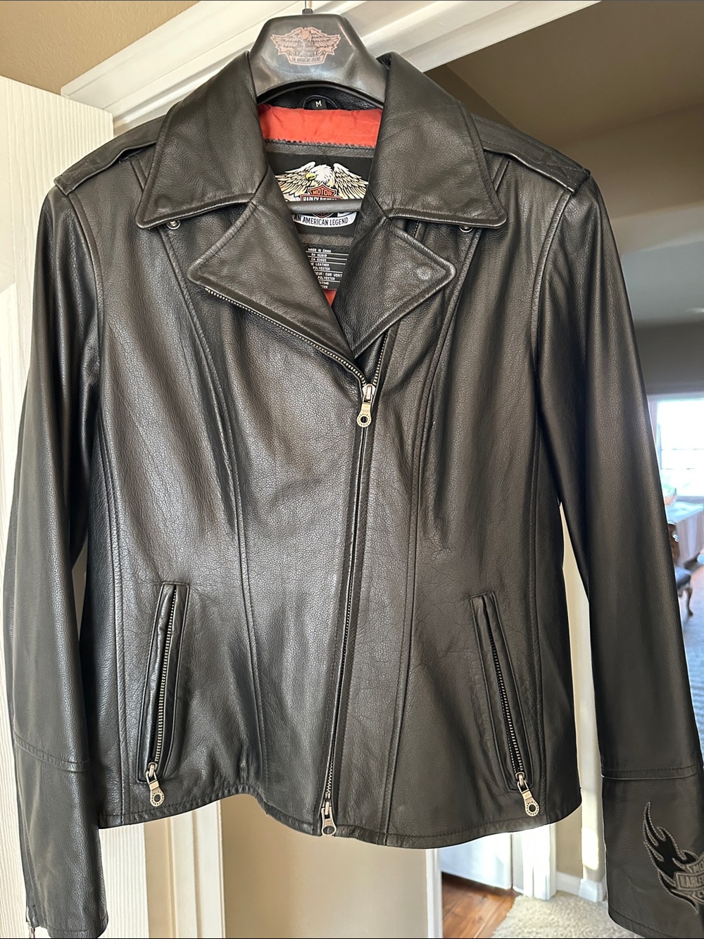 Harley-Davidson Black Leather Jacket with Red Lining